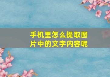 手机里怎么提取图片中的文字内容呢