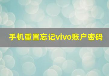 手机重置忘记vivo账户密码