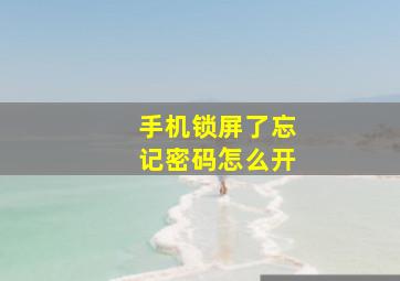 手机锁屏了忘记密码怎么开