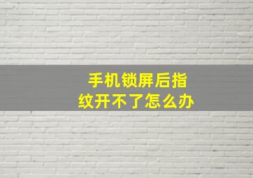 手机锁屏后指纹开不了怎么办