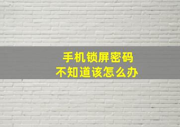 手机锁屏密码不知道该怎么办