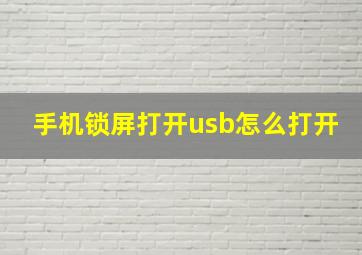 手机锁屏打开usb怎么打开