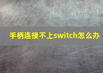 手柄连接不上switch怎么办