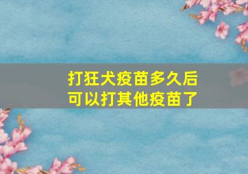 打狂犬疫苗多久后可以打其他疫苗了