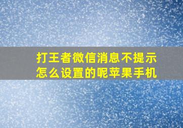 打王者微信消息不提示怎么设置的呢苹果手机