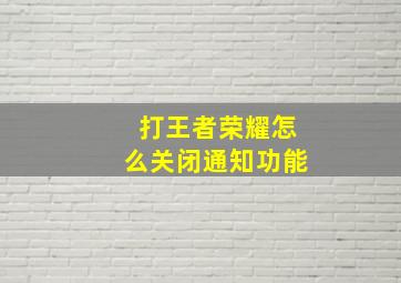 打王者荣耀怎么关闭通知功能