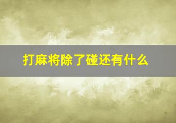 打麻将除了碰还有什么