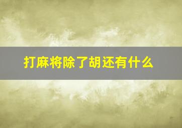 打麻将除了胡还有什么