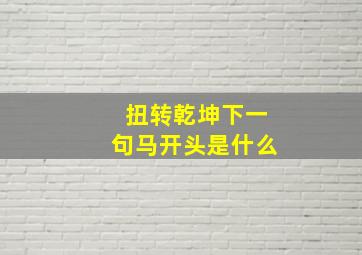 扭转乾坤下一句马开头是什么