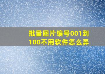 批量图片编号001到100不用软件怎么弄