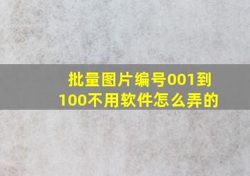 批量图片编号001到100不用软件怎么弄的