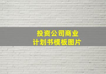 投资公司商业计划书模板图片