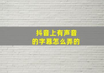 抖音上有声音的字幕怎么弄的