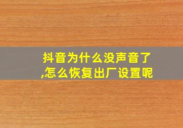 抖音为什么没声音了,怎么恢复出厂设置呢