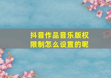 抖音作品音乐版权限制怎么设置的呢