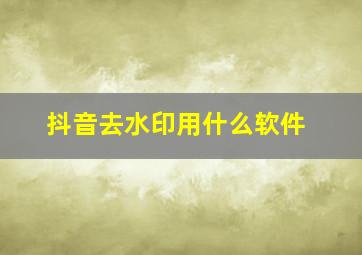 抖音去水印用什么软件