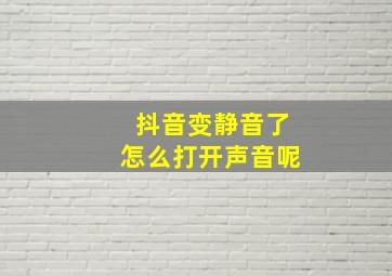 抖音变静音了怎么打开声音呢