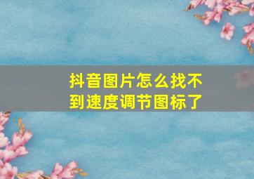 抖音图片怎么找不到速度调节图标了