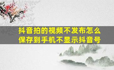 抖音拍的视频不发布怎么保存到手机不显示抖音号