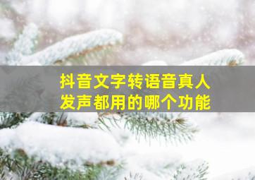 抖音文字转语音真人发声都用的哪个功能