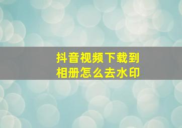 抖音视频下载到相册怎么去水印