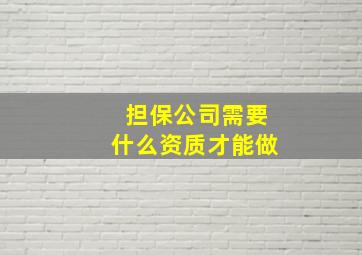 担保公司需要什么资质才能做