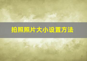 拍照照片大小设置方法