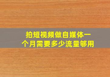 拍短视频做自媒体一个月需要多少流量够用