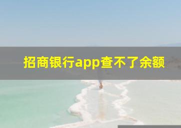 招商银行app查不了余额