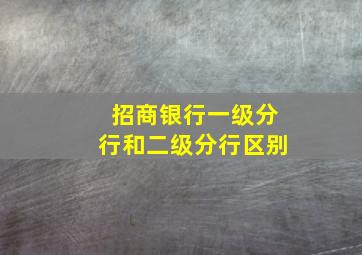 招商银行一级分行和二级分行区别