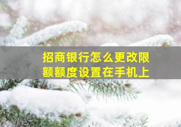 招商银行怎么更改限额额度设置在手机上