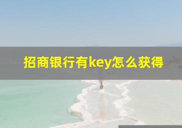 招商银行有key怎么获得