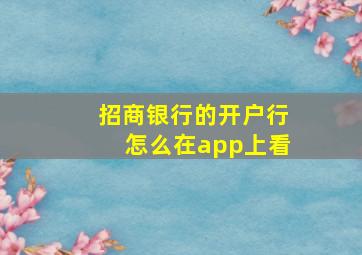 招商银行的开户行怎么在app上看