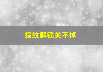 指纹解锁关不掉