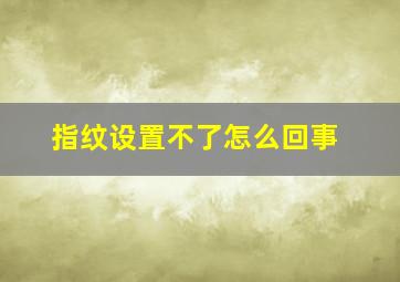 指纹设置不了怎么回事