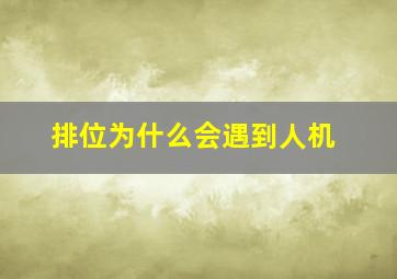 排位为什么会遇到人机