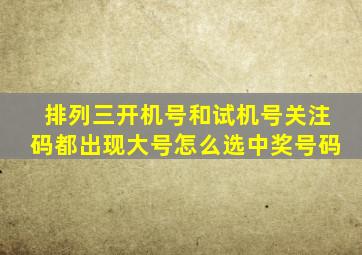 排列三开机号和试机号关注码都出现大号怎么选中奖号码