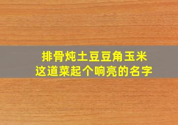 排骨炖土豆豆角玉米这道菜起个响亮的名字