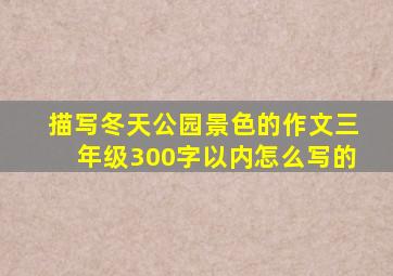 描写冬天公园景色的作文三年级300字以内怎么写的