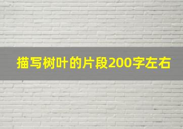 描写树叶的片段200字左右