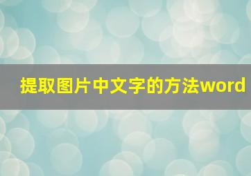 提取图片中文字的方法word