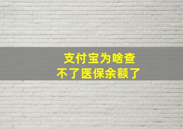 支付宝为啥查不了医保余额了