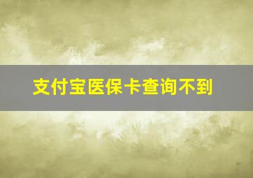 支付宝医保卡查询不到