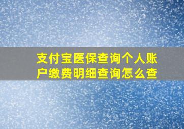 支付宝医保查询个人账户缴费明细查询怎么查