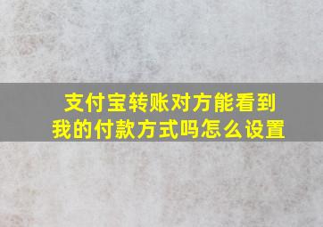 支付宝转账对方能看到我的付款方式吗怎么设置