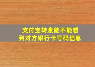 支付宝转账能不能看到对方银行卡号码信息