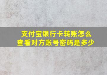 支付宝银行卡转账怎么查看对方账号密码是多少