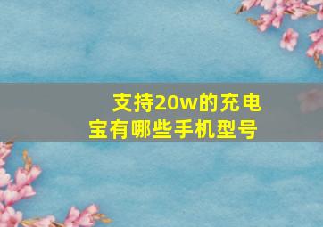 支持20w的充电宝有哪些手机型号