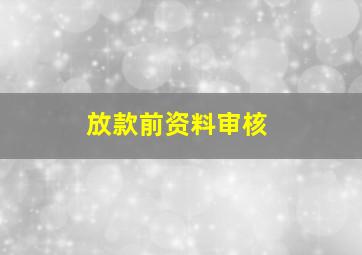 放款前资料审核