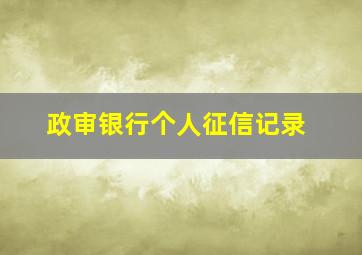 政审银行个人征信记录